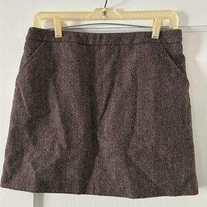 H&M Mini Skirt - Maroon and Cream Herringbone